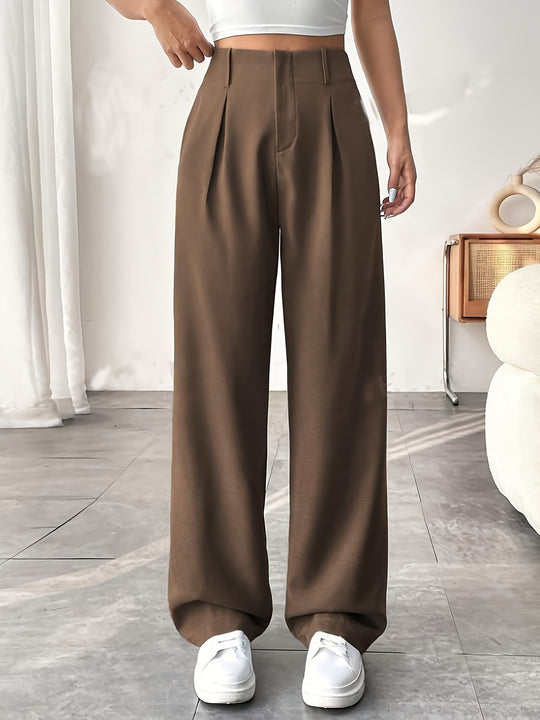 Damen Elegante Bundfaltenhose mit weitem Schnitt R&B