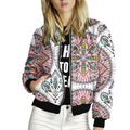 Damen trendiger Bomberjacke mit buntem Mandala-Muster R&B