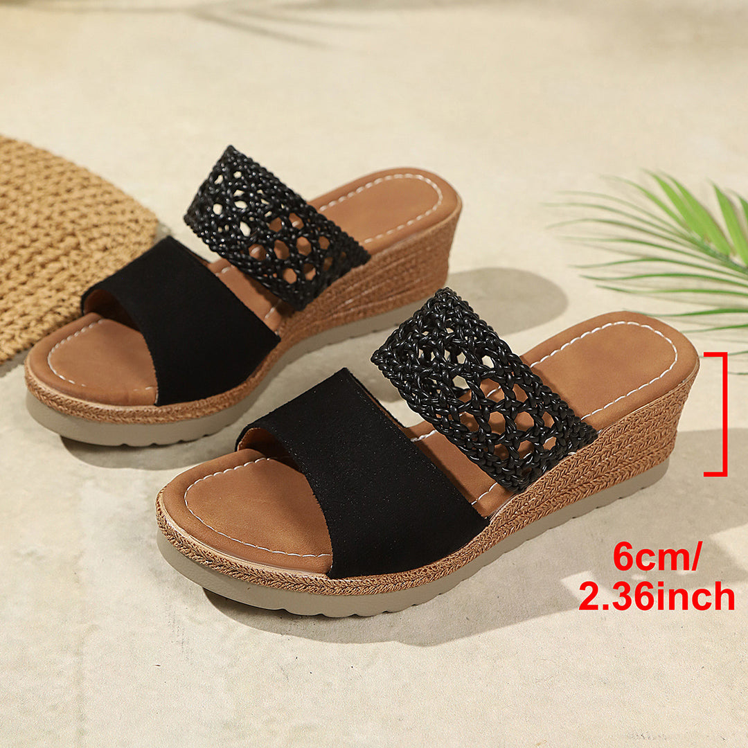 Damen Wedge-Pantoletten mit raffiniertem Riemen-Design R&B