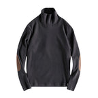 Herren Stehkragenpullover aus hochwertigem Fleece mit kontrastierenden Ellbogenpatches R&B