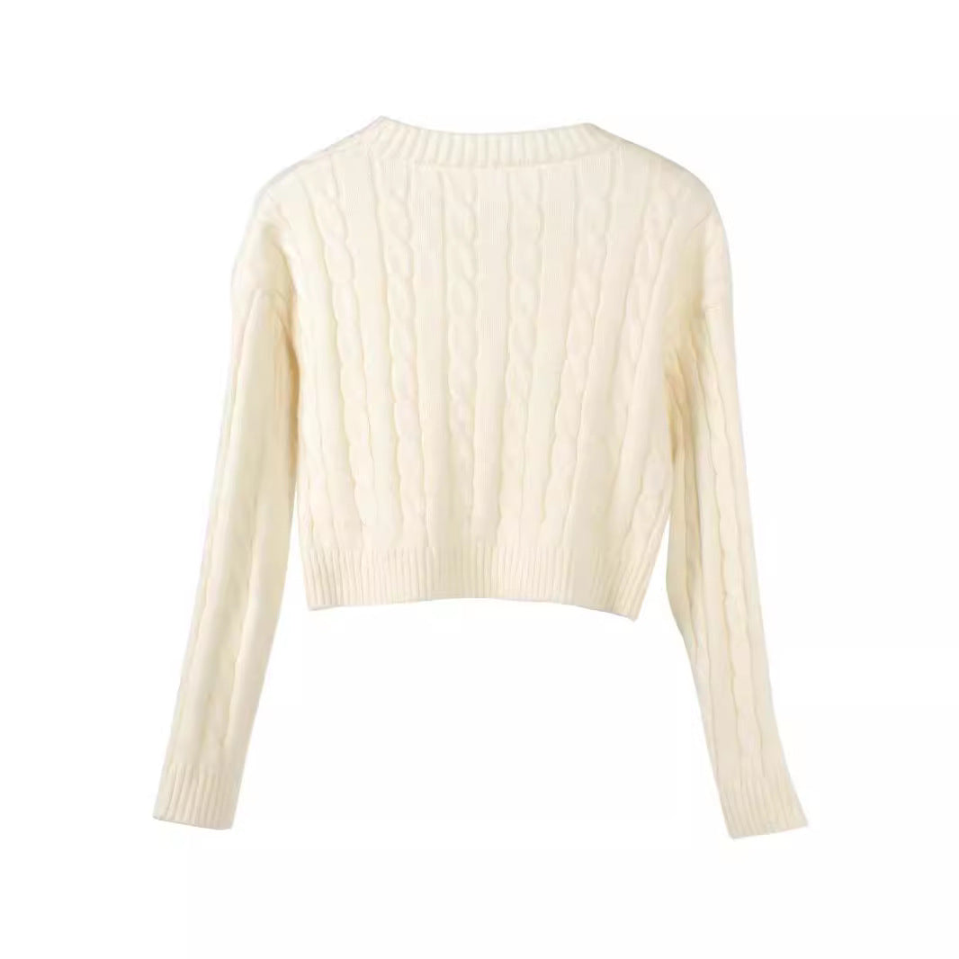 Damen Kurzgeschnittener Strickpullover R&B