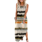 Damen Maxikleid mit modernem Farbverlauf und praktischem Seitentaschen-Design R&B