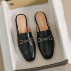 Damen Mokassin-Mules mit elegantem Schnallenakzent und hochwertigem Leder