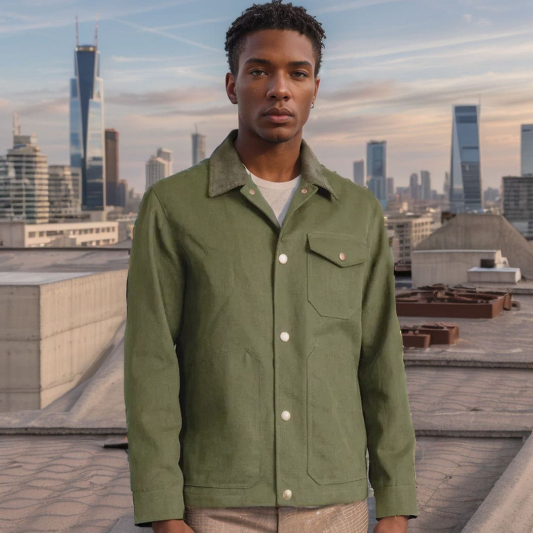 Herren lässige Baumwolljacke im Worker-Stil R&B