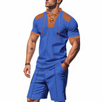 Herren lässiges Sport-Set mit dezenten Kontrastdetails und funktionalem Kragen