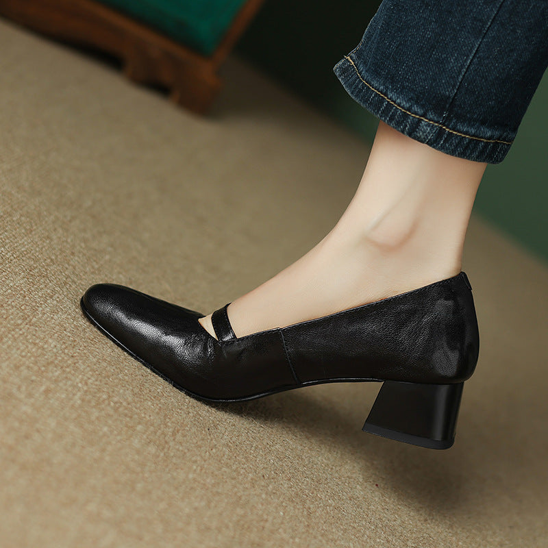 Damen Ballerina-Pumps mit dekorativem Riemchen und komfortablem Blockabsatz R&B