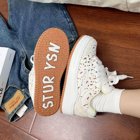 Damen Sneakers mit atmungsaktivem Obermaterial und modischem Muster R&B