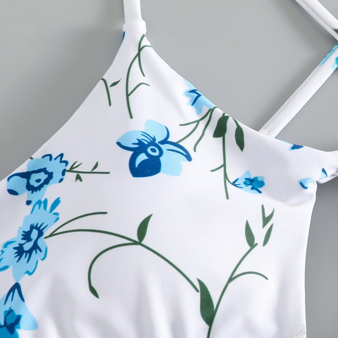 Damen Triangel-Bikini mit verspieltem Blumenmuster und raffiniertem Rückendetail R&B