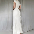 Damen Elegantes Langarm-Maxikleid mit hohem Schlitz