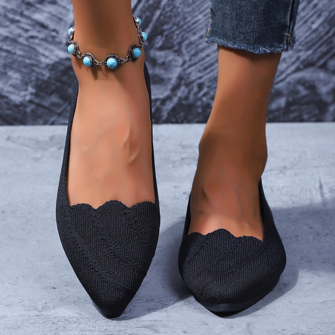 Damen elegante Ballerinas mit dekorativen Wellen-Details R&B