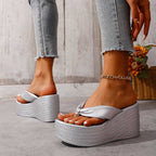 Damen Wedge-Pantoletten mit elegantem Knotted-Riemendesign und komfortabler Sohle R&B