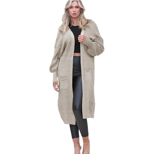 Damen Langarm-Strickcardigan mit edlem Strukturdesign und praktischen Taschen R&B