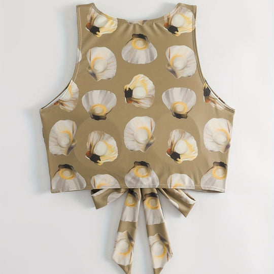 Damen Crop-Top mit modischem Knoten-Design R&B