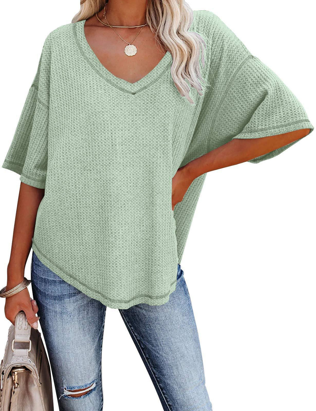 Damen lässiges Oversized-Oberteil mit strukturiertem Webmuster R&B