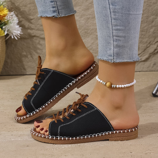 Damen lässige Schnürsandalen mit flexiblem Fußbett R&B