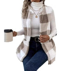 Damen Weicher Plaid-Weste mit seitlichen Taschen und gemütlichem Schnitt R&B