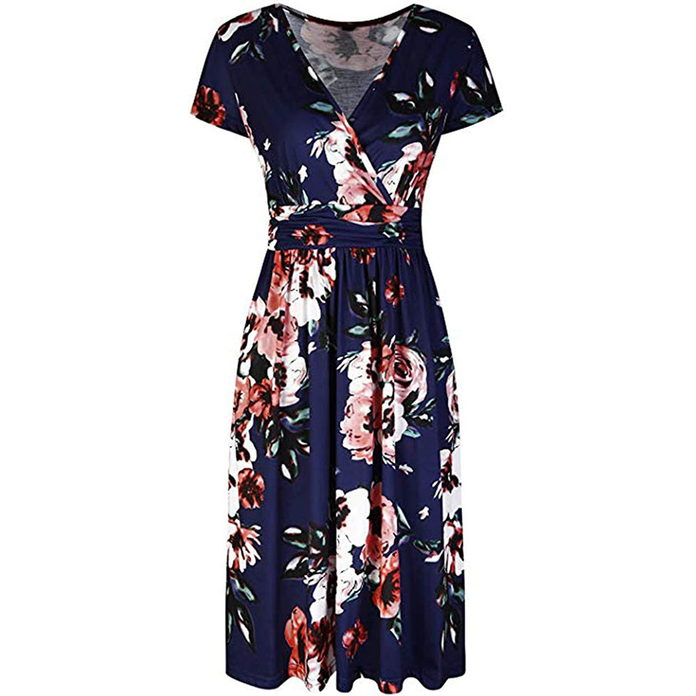 Damen Wickelkleid mit floralen Prints und schlanker Taille R&B