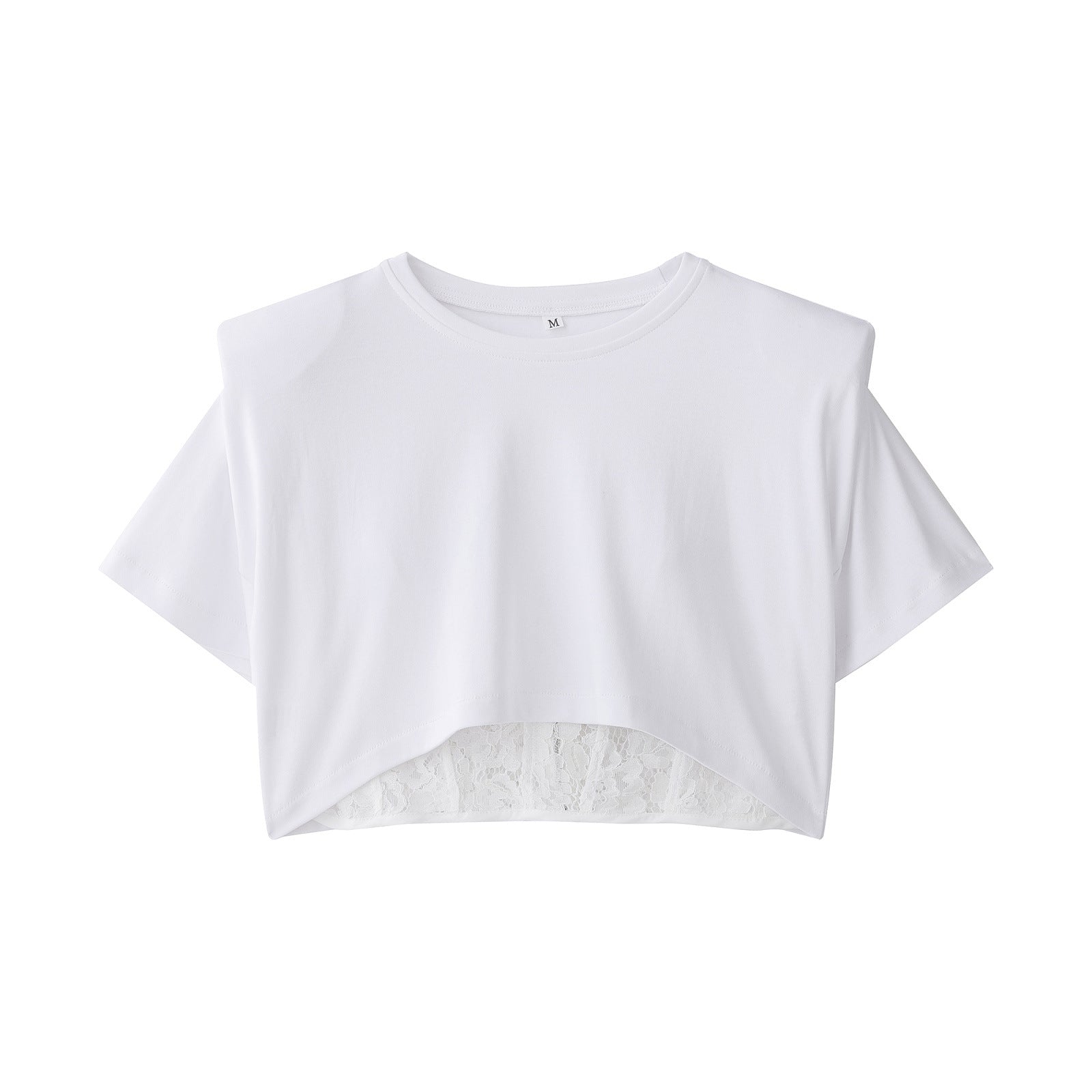 Damen Crop-T-Shirt mit eleganter Spitzenunterlage R&B