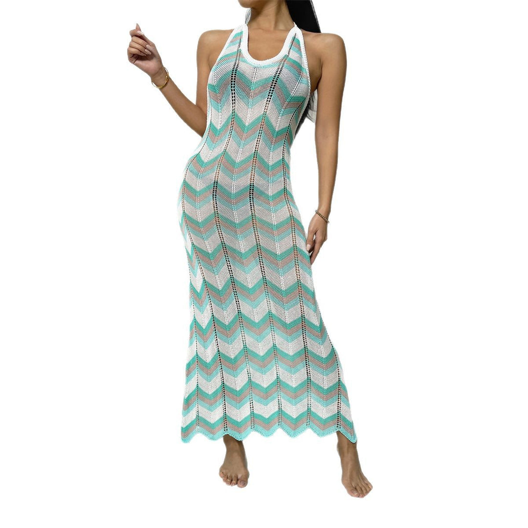 Damen Maxikleid mit raffiniertem Wellenmuster R&B