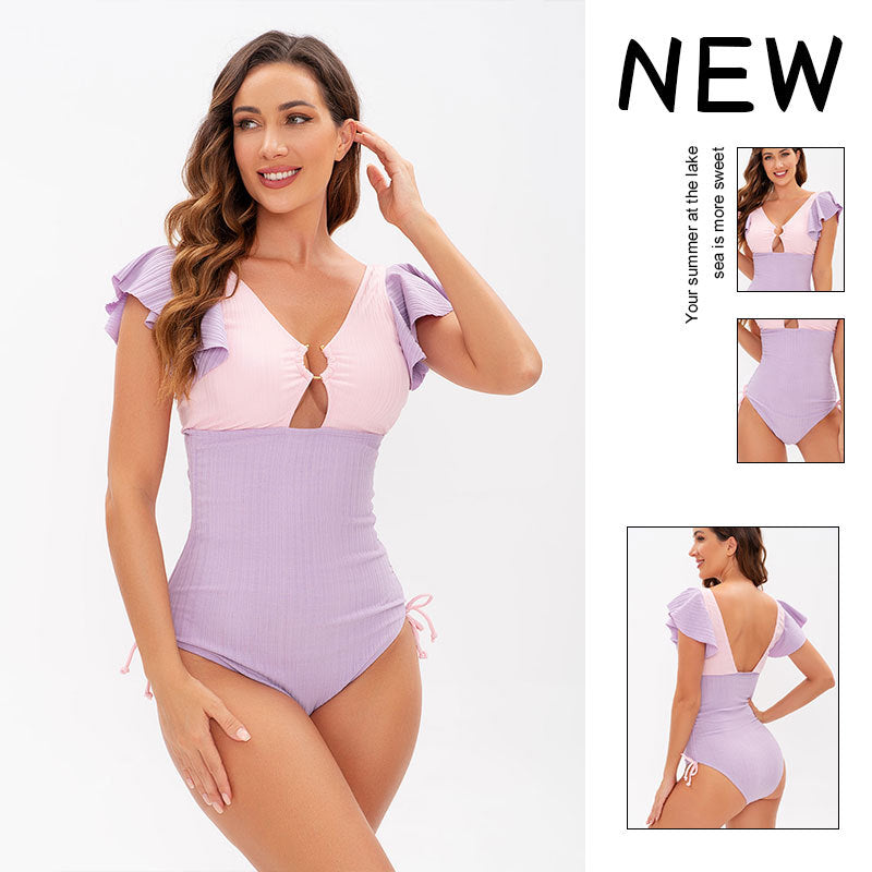 Damen Einteiler Badeanzug mit Rüschen und einzigartigem Design R&B