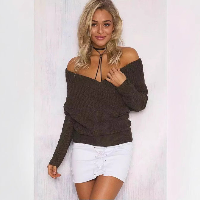 Damen Wickelpullover mit tiefem V-Ausschnitt und eleganter Struktur R&B
