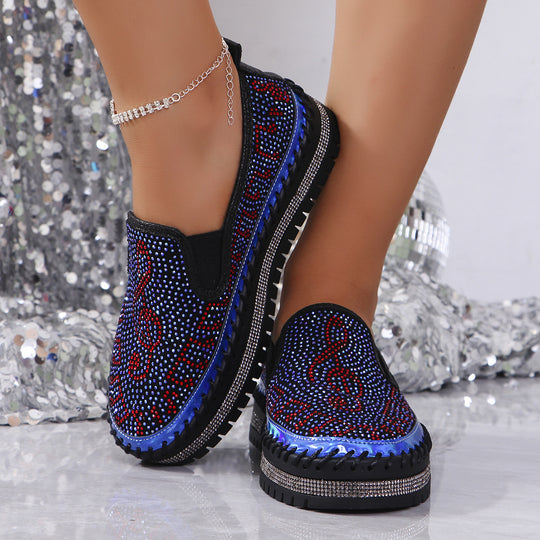 Damen Slip-On Sneakers mit funkelndem Strass R&B