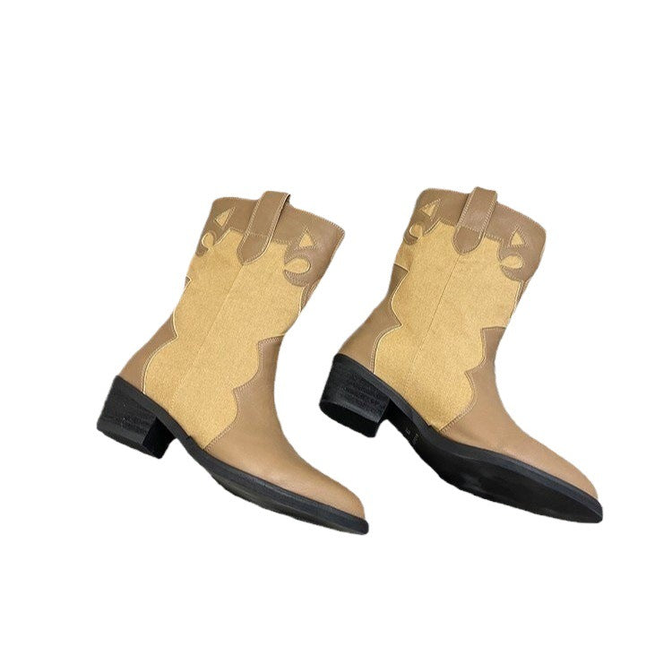 Damen Western-Stiefel mit modischen Cut-Out-Details und robustem Blockabsatz R&B