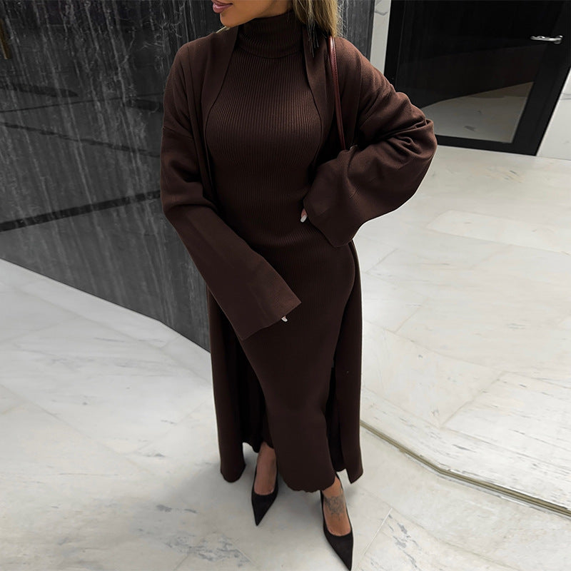 Damen Strick Kleid mit Longcardigan R&B