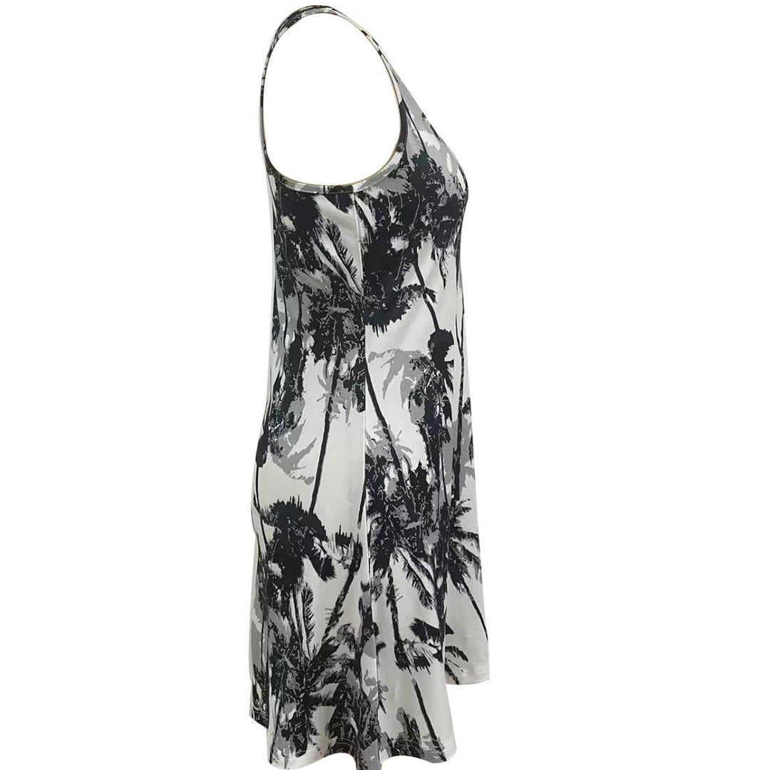 Damen Sommerliches Freizeitkleid mit modernem Palmenmuster R&B