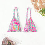 Damen Triangel-Bikini-Oberteil mit buntem Muster