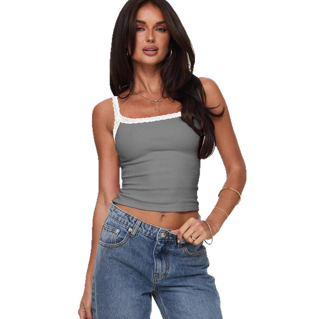 Damen Top mit Spitzenakzenten R&B