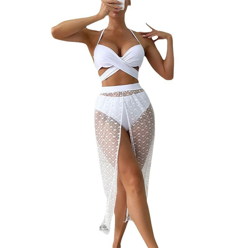 Damen Bikiniset mit elegantem Wickeldesign und transparenter Überrock R&B