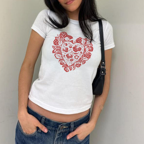 Damen T-Shirt mit verziertem Herz-Motiv R&B