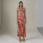 Damen Maxikleid mit raffinierten Cut-Outs und eleganten Riemen R&B