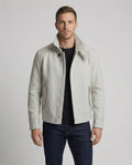 Herren kurz geschnittener Wollmix-Blouson mit hohem Stehkragen und Taillengürtel R&B