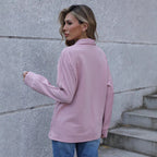 Damen lässiger Pullover mit hohem Kragen und strukturiertem Design R&B
