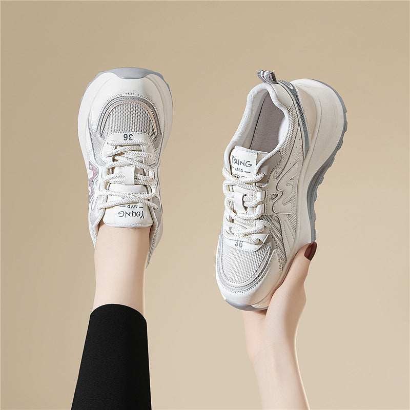 Damen modische Chunky Sneakers mit atmungsaktivem Obermaterial und stoßdämpfender Sohle R&B