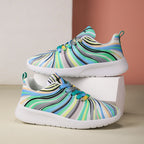 Damen Sportliche Sneakers mit buntem Wellenmuster