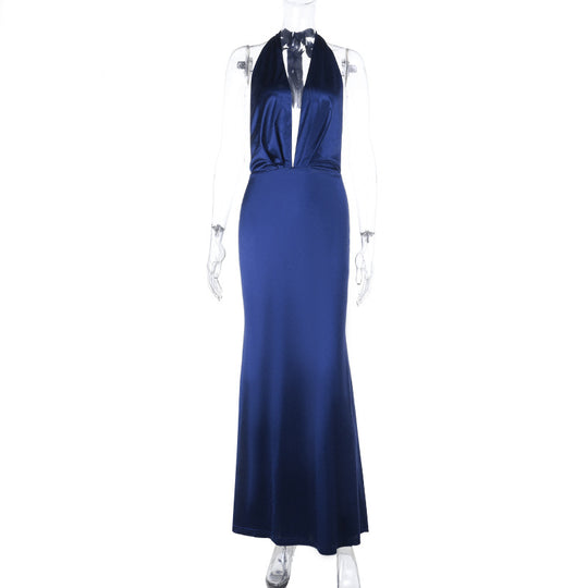 Damen Elegantes Halter-Maxikleid aus luxuriösem satin R&B