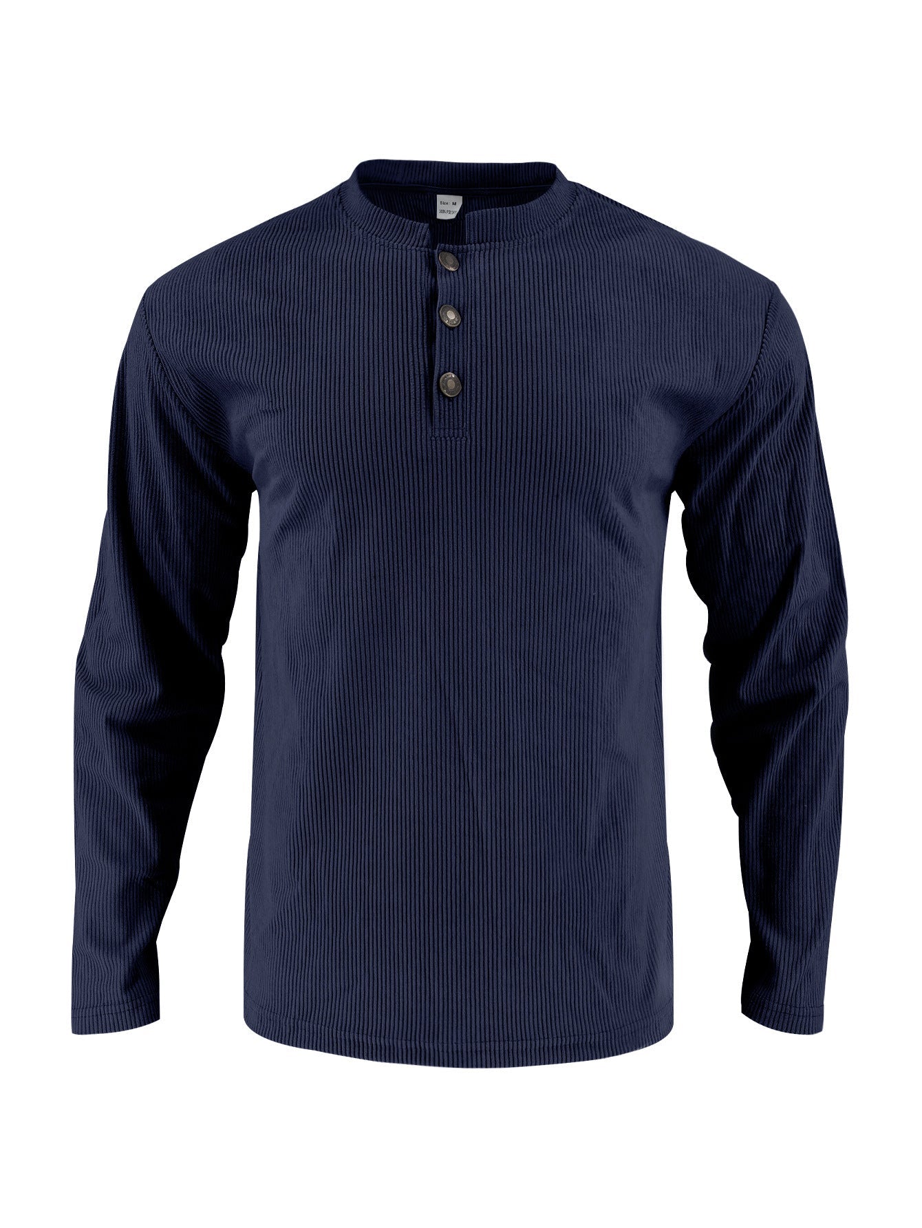 Herren Langarmshirt mit modischer Stehkragen und Knopfleiste R&B