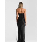 Damen Elegantes Trägerloses Maxikleid mit raffiniertem Drapierungsdesign und schmalem Schnitt R&B