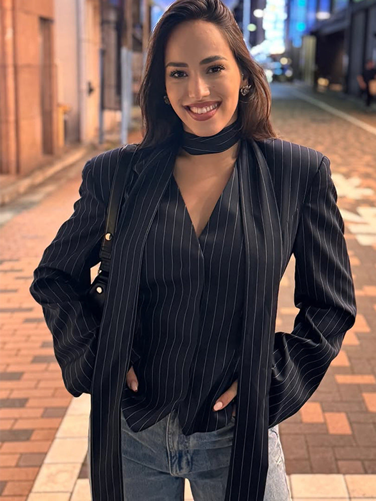 Damen eleganter Blazer mit schickem Bindegürtel R&B