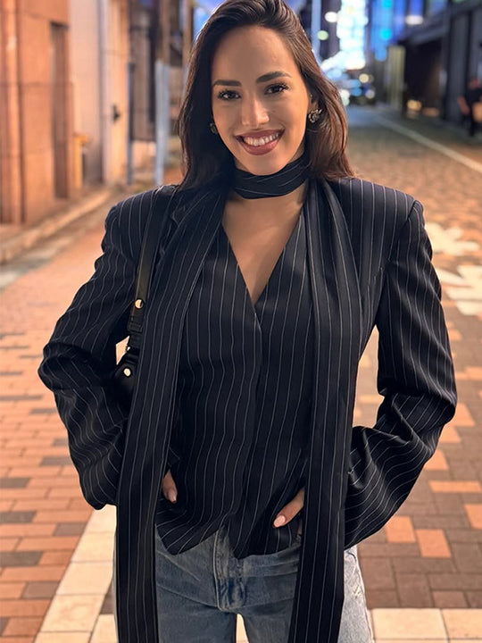 Damen eleganter Blazer mit schickem Bindegürtel R&B
