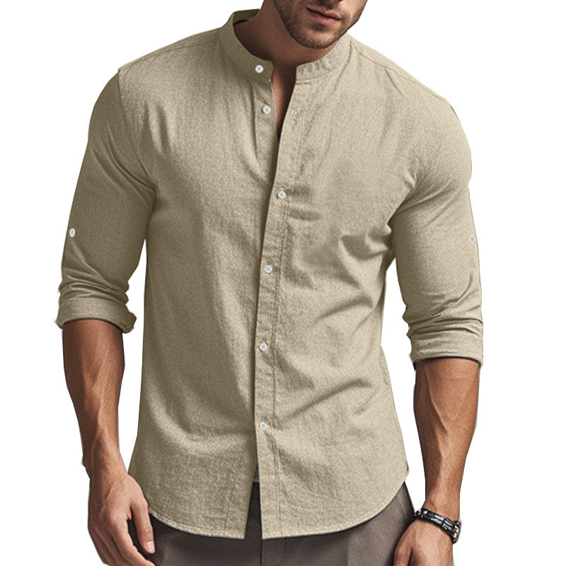 Herren lässiges Hemd mit Stehkragen