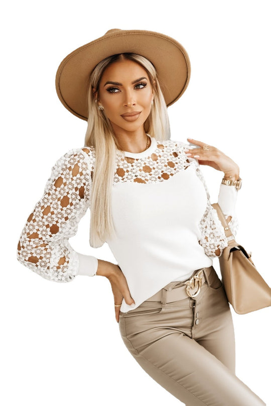 Damen Bluse mit eleganten Spitzenärmeln R&B