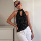 Damen Figurnahes Haltertop mit verspieltem Punktedesign R&B
