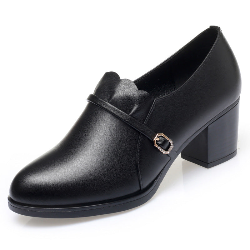 Damen Elegante Pumps mit modischem Riemen und klassischem Blockabsatz R&B