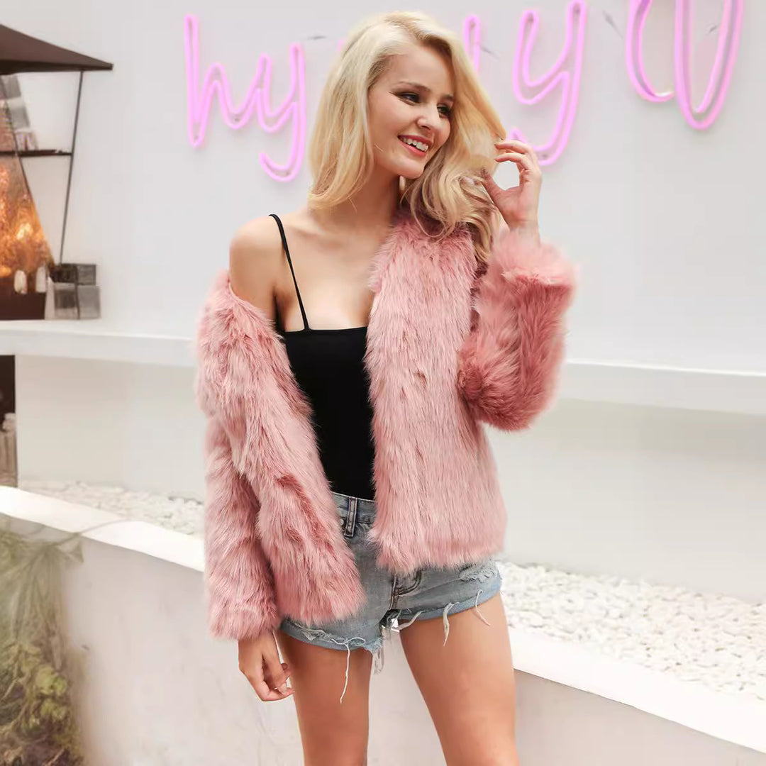 Damen Luxuriöse Kunstpelzjacke mit weichem Innenfutter R&B