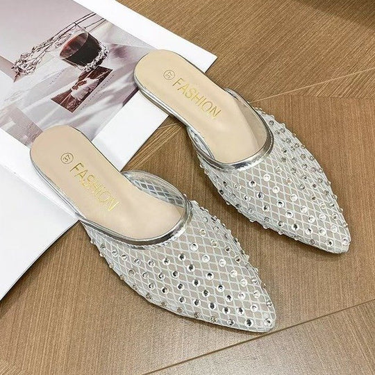 Damen elegante und funkelnde Hausschuhe mit Netzdesign R&B