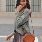 Damen Grob gestrickter Pullover mit lässigem Schnitt und strukturiertem Design R&B